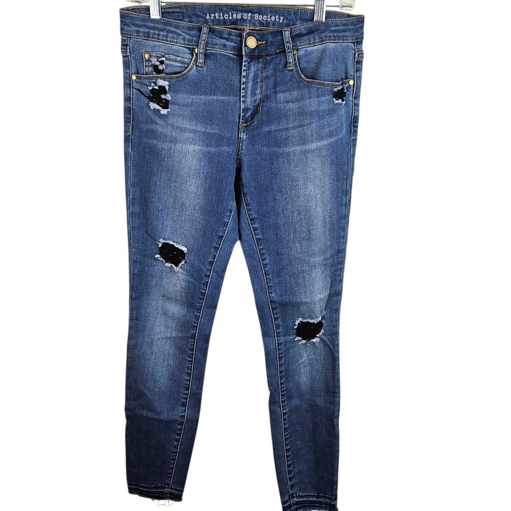Articles of‎ Society Women's Distressed Ankle Skinny Jeans Blue Size 27